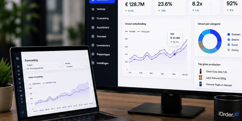 iOrder.AI dashboard op desktop en laptop