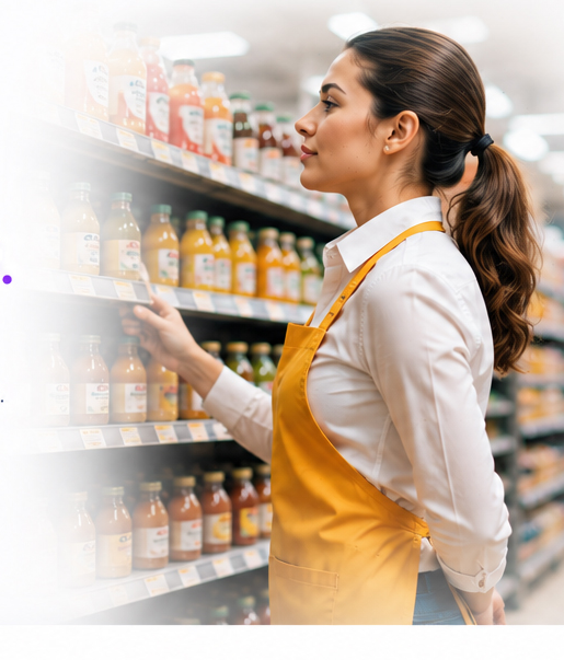 Medewerker controleert producten in de supermarkt